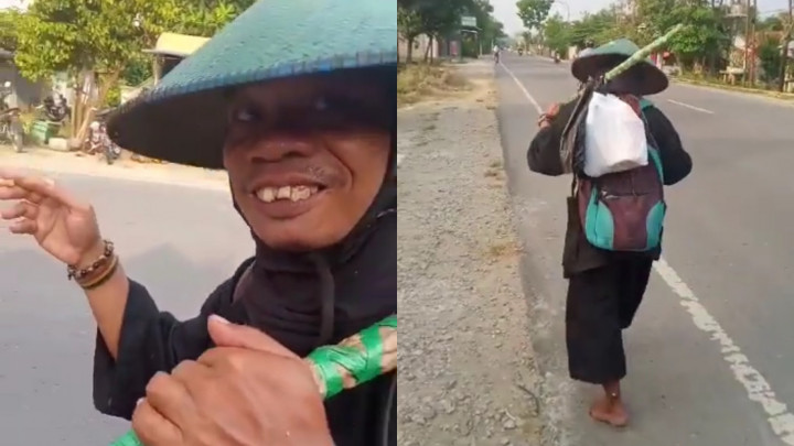 Viral! Pria Musafir Berjuluk Joko Kendil Berkostum Bak Pendekar, Siapakah Dia?