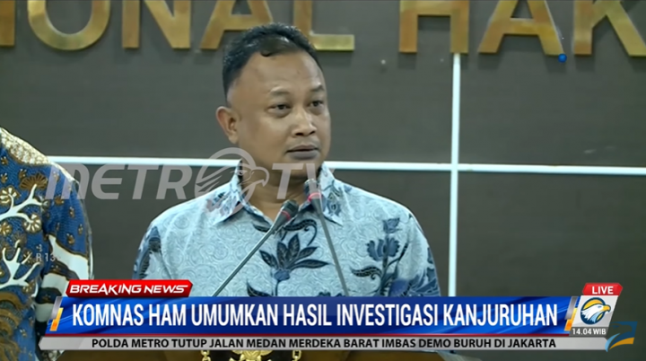 Komnas HAM: Pemicu Kepanikan di Stadion Kanjuruhan Adalah Gas Air Mata