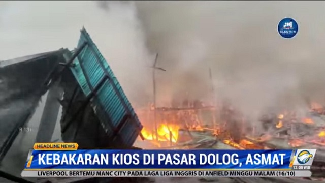 Kebakaran Pasar Dolog Agats Asmat Hanguskan Ratusan Kios dan Rumah