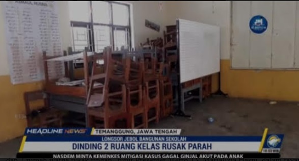 Longsor Terjang Temanggung, Rusak Jalan dan Timbang Bangunan SD
