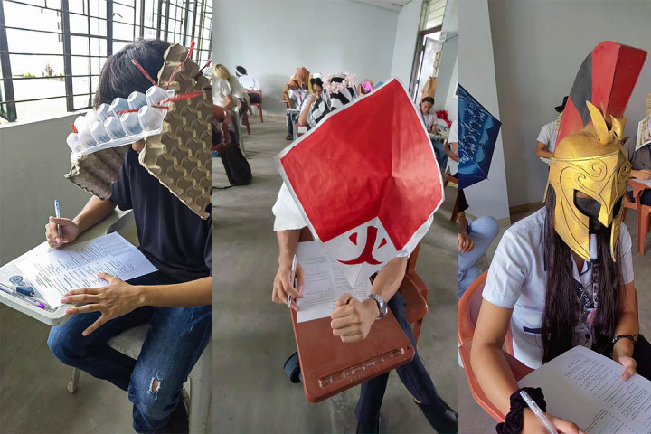 Viral, Mahasiswa di Filipina Pakai Topi Anti Nyontek saat Ujian, dari Kardus Telur sampai Topi Hokage