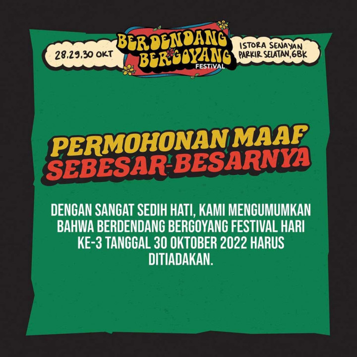 Alasan Keselamatan, Festival Berdendang Bergoyang Hari Ketiga Ditiadakan