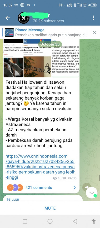 [Cek Fakta] Benarkah Tragedi Halloween di Itaewon Berhubungan dengan Vaksin Astra Zeneca? Ini Faktanya