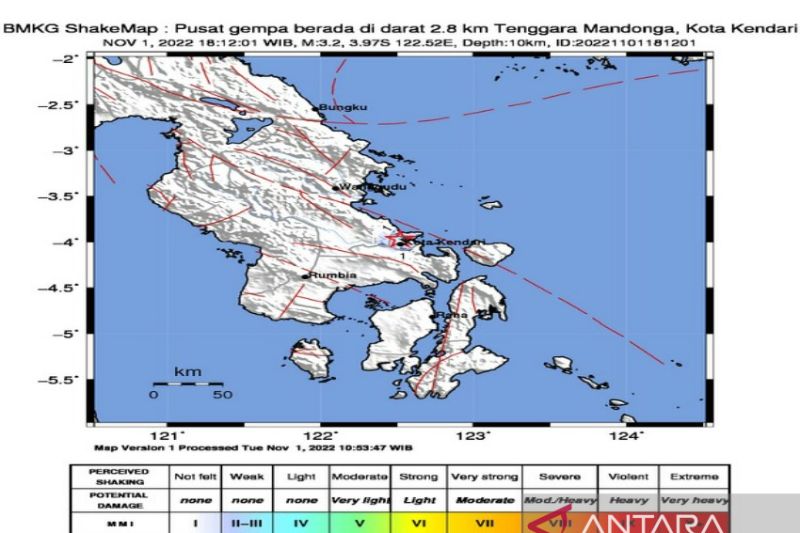 Gempa Dangkal Kedalaman 10 Km Guncang Kendari Sultra