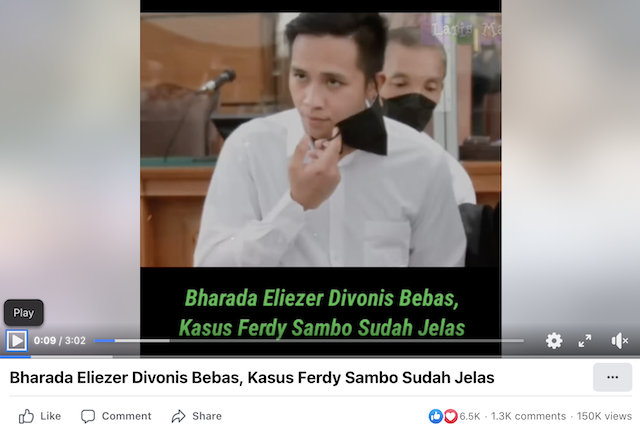 [Cek Fakta] Bharada E Sudah Divonis Bebas? Cek Faktanya