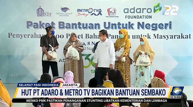 Warga Senang Terima Bahan Pangan dari PT Adaro dan Metro TV