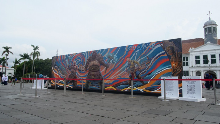 Ada Mural Raksasa God of War Ragnarok di Taman Fatahillah