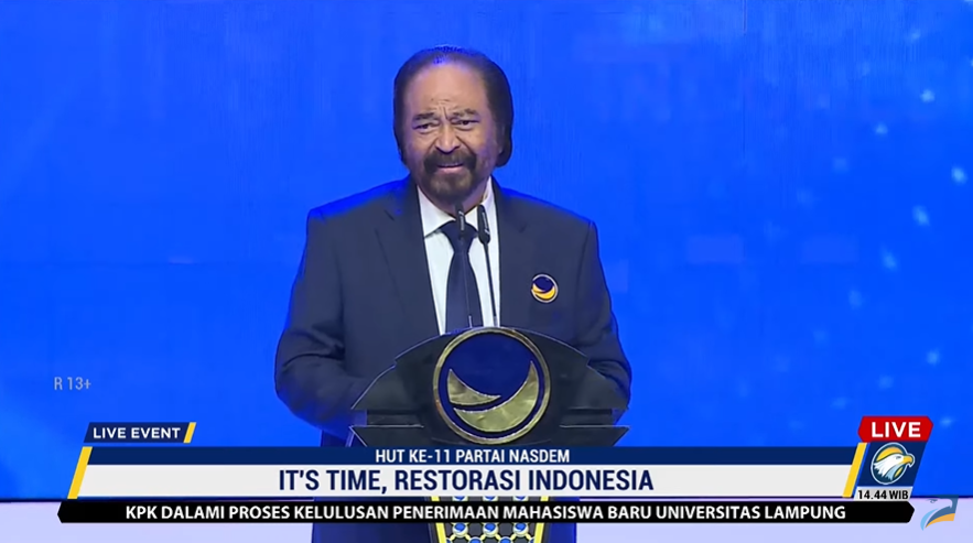 Ketua Umum Partai NasDem Surya Paloh. Foto: Dok/Screenshot Metro TV