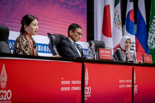 Aneka kuliner nusantara disebutkan oleh Wamenparekraf Angela Tanoesoedibjo jadi ajang diplomasi gastronomi. (Foto: Dok. Media Center KTT G20/Kemenparekraf)