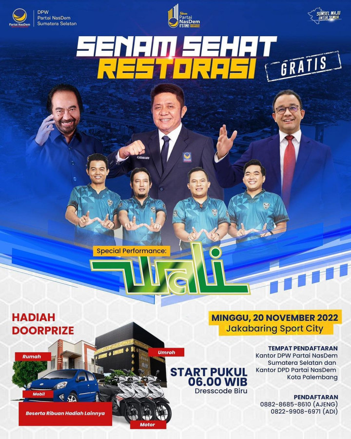 Surya Paloh akan Bersenam Sehat Bersama Ribuan Warga Palembang Akhir Pekan Ini