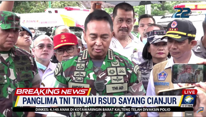 Panglima TNI Kirim 8 Ribu Paket Bantuan untuk Korban Gempa Cianjur