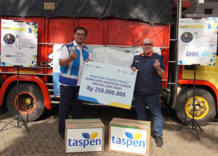 Bantu Satgas Bencana BUMN, Taspen Salurkan Bantuan Korban Gempa Bumi Cianjur