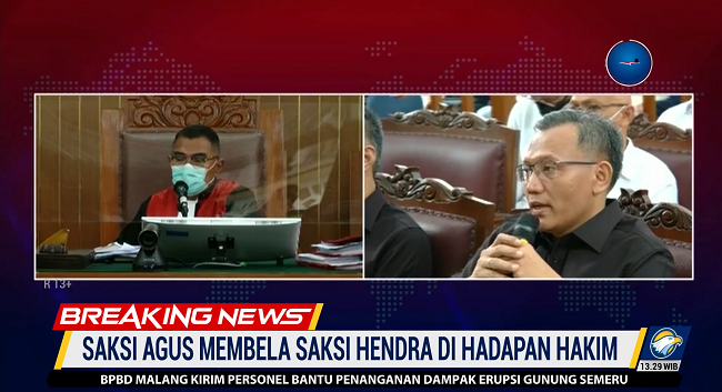 Saksi Agus Nur Patria Bela Hendra Kurniawan di Hadapan Hakim