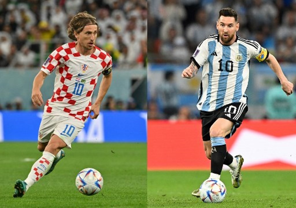 Bintang Kroasia Luka Modric (kiri) bakal berduel dengan bintang Argentina Lionel Messi (kanan) di babak semifinal Piala Dunia 2022. (Foto: AFP/Alfredo Estrella, Nelson Almeida)