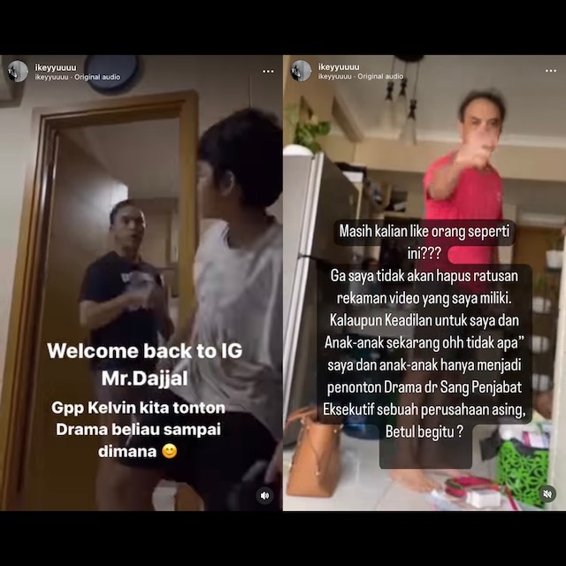 Tangkapan layar didiga memperlihatkan kdrt yang dilakukan Raden Indrajana. Foto: Instagram @ikeyyuuu