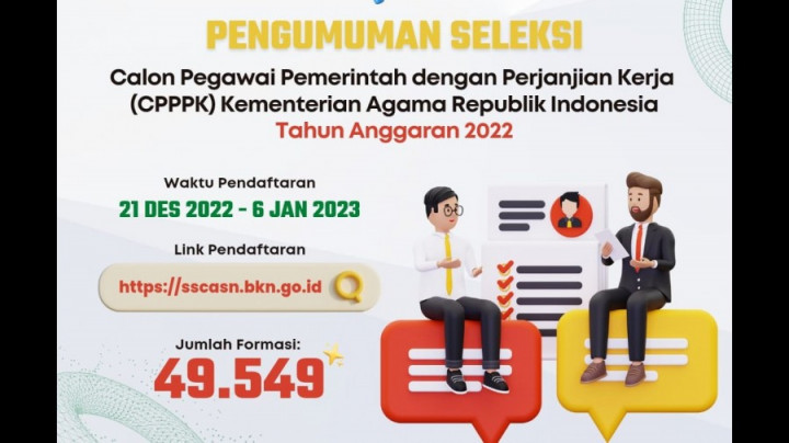 Kemenag Buka Seleksi Calon PPPK untuk 49.549 Formasi, Buruan Daftar!