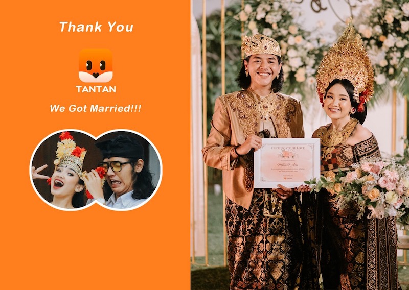 Pasangan yang beruntung yakni Gung Aria dan Mitha, mendapatkan sponsor dari TanTan senilai hingga USD5.000 untuk mengikat janji suci di Pulau Dewata (Foto:Dok)