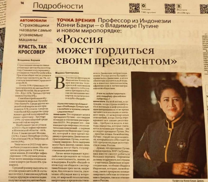 Connie Bandingkan Pemikiran Soekarno dengan Putin saat Diwawancarai Media Rusia