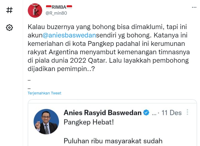 [Cek Fakta] Benarkah Anies Baswedan Gunakan Foto Perayaan Rakyat Argentina saat Kunjungan ke Sulsel? Ini Faktanya