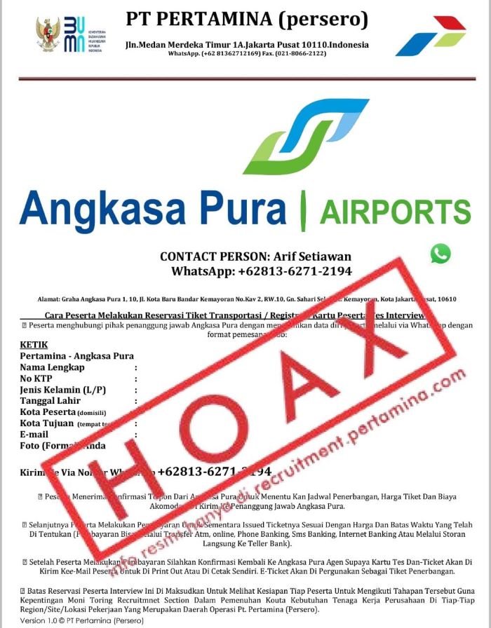 Pengumuman Tes Seleksi Rekrutmen Pertamina Hoaks, Waspadai Penipuan