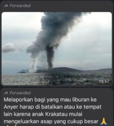[Cek Fakta] Pesan Berantai Hindari Liburan ke Anyer karena Anak Krakatau Keluarkan Asap Cukup Besar? Ini Faktanya
