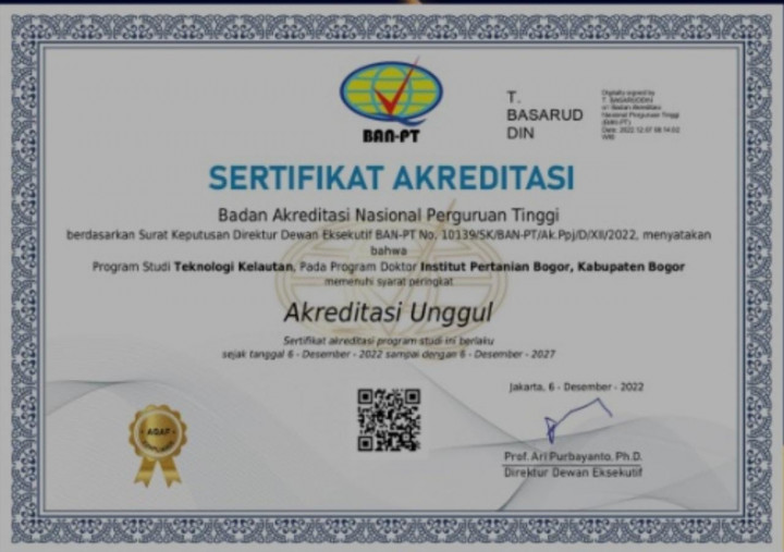 Prodi Doktor Teknologi Kelautan IPB Raih Peringkat Unggul dari BAN-PT