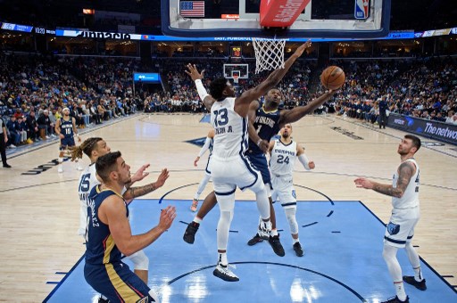 Suasana laga New Orleans Pelicans vs Memphis Grizzlies. (Justin Ford / GETTY IMAGES NORTH AMERICA / Getty Images via AFP)
