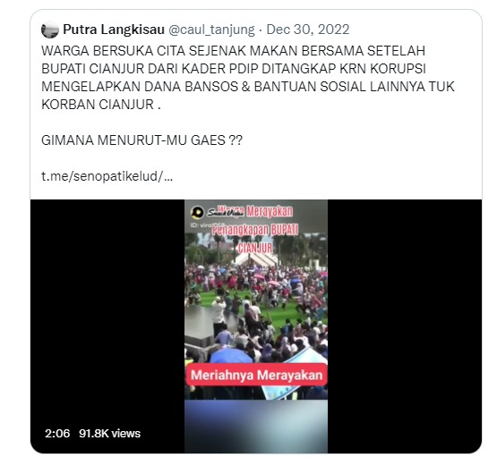 [Cek Fakta] Bupati Cianjur Ditangkap karena Gelapkan Dana Bansos? Ini Faktanya