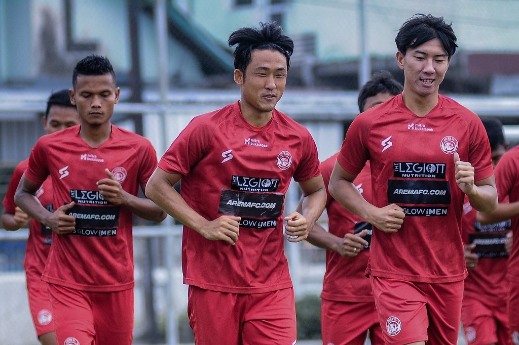 Sesi latihan para pemain Arema FC. (Foto: Twitter resmi Arema FC)
