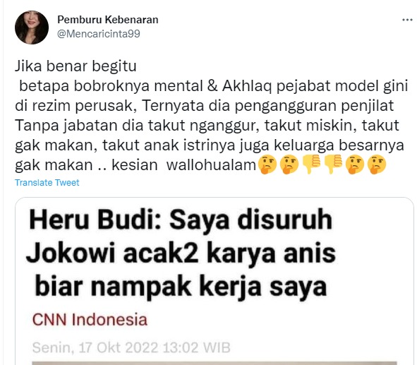 [Cek Fakta] Heru Budi Ngaku Disuruh Jokowi Acak-Acak Karya Anies? Ini Faktanya