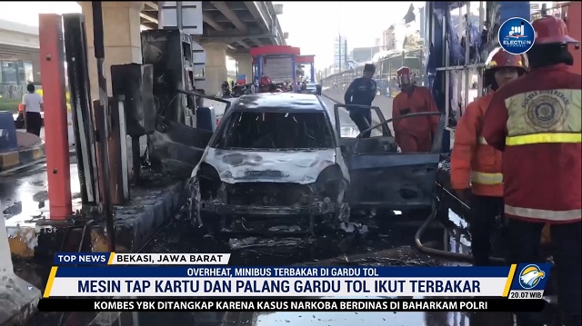 Mobil Terbakar di Gerbang Tol Becakayu Diduga Korsleting Listrik