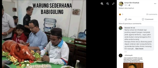[Cek Fakta] Beredar Foto Anies Baswedan Makan Babi Guling? Cek Dulu Faktanya