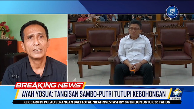 Ayah Brigadir J Sebut Tangisan Sambo-Putri Tutupi Kebohongan