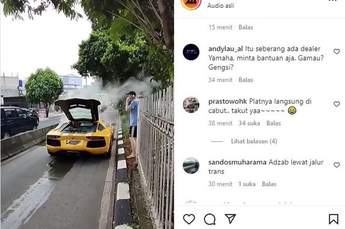 Alasan Pengemudi Lamborghini Mogok Masuk Jalur TransJakarta