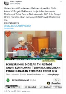 [Cek Fakta] 200 Juta Rakyat Tiongkok akan Tempati 10 Proyek Reklamasi di Indonesia? Ini Faktanya