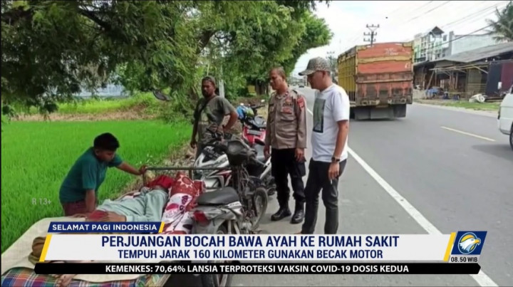 Bocah SD Antar Ayah Berobat 160 Km Pakai Becak
