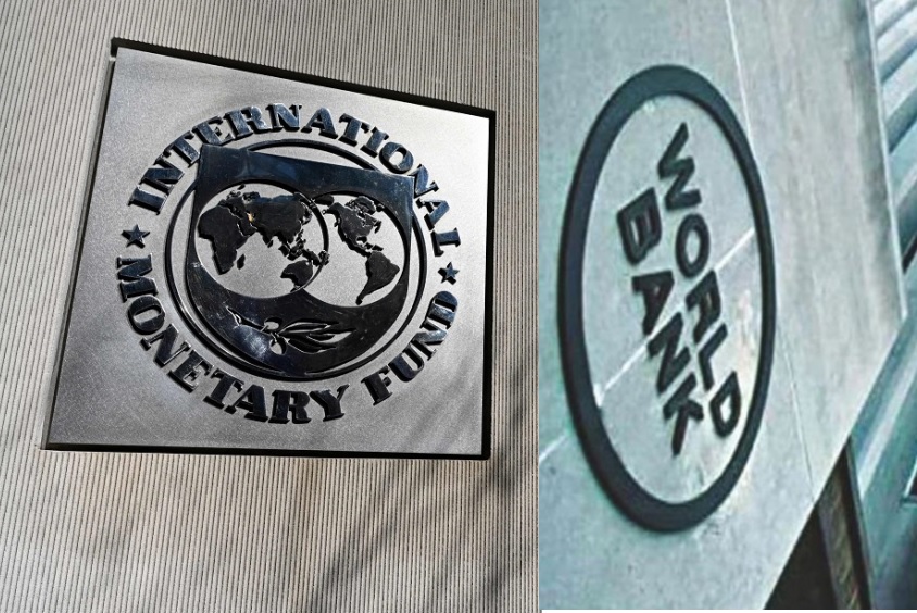 Lambang IMF (kiri) dan Bank Dunia (kanan). Foto: dok AFP-MI.