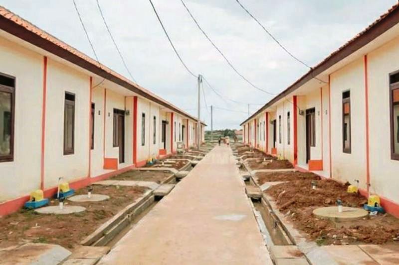 Rumah yang dibangun untuk korban abrasi di Kabupaten Karawang. Foto: Antara