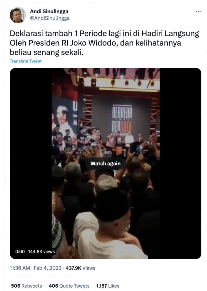 [Cek Fakta] Video Jokowi Hadir Langsung Deklarasi Tambah 1 Periode lagi? Ini Faktanya