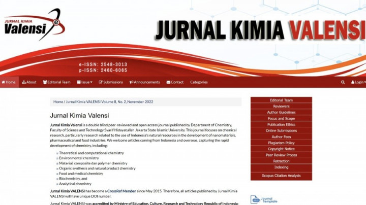 Bertambah, Jurnal Kimia Valensi UIN Jakarta Terindeks Scopus
