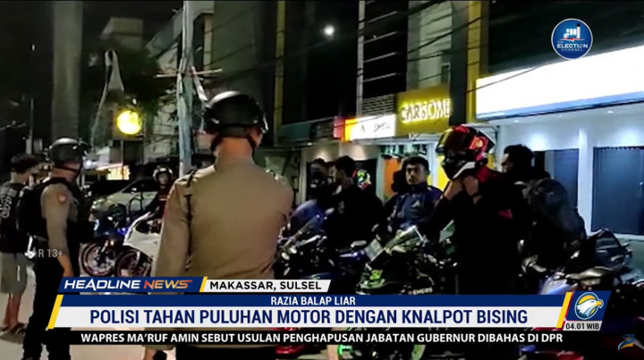 Polrestabes Makassar Sita Puluhan Motor Berknalpot Bising saat Razia Balap Liar