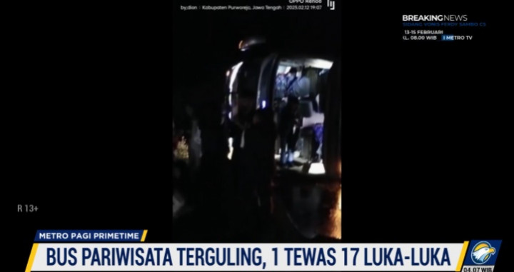 Bus Study Tour Siswa Terguling di Purworejo, Belasan Siswa Terluka 1 Pemotor Tewas
