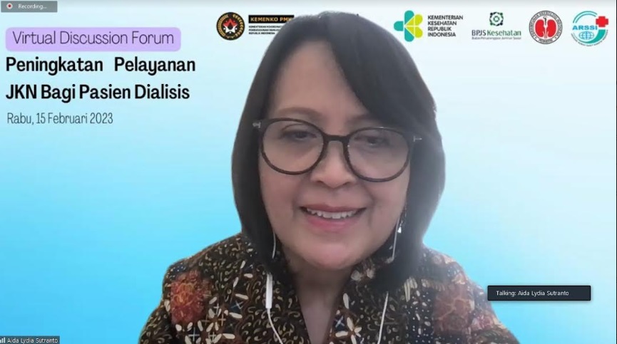 Ketua Umum Perhimpunan Nefrologi Indonesia (PERNEFRI) Dr. dr. Aida Lydia SpPD-KGH dalam diskusi secara daring. (Foto: SS Aulia/Medcom)