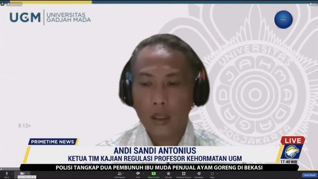 Ketua tim kajian regulasi profesor kehormatan UGM, Andi Sandi Antonius. Foto: Metro TV
