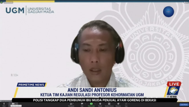 Ketua tim kajian regulasi profesor kehormatan UGM, Andi Sandi Antonius. Foto: Metro TV