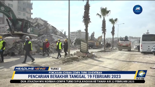 Tim SAR Indonesia Resmi Hentikan Pencarian Korban Gempa Turki