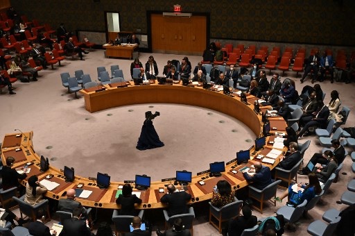 Dewan Keamanan Perserikatan Bangsa-Bangsa (DK PBB) dalam sebuah rapat di markas PBB. Foto: AFP