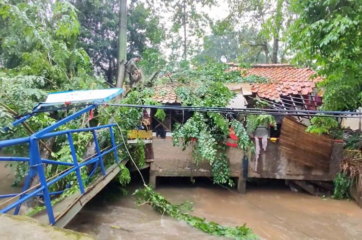 Jembatan dan Rumah di Cipinang Rusak Tertimpa Pohon Tumbang