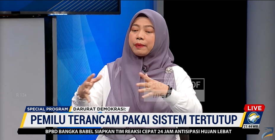 Anggota Dewan Pembina Perludem Titi Anggraini. Foto: Dok/Screenshot Metro TV