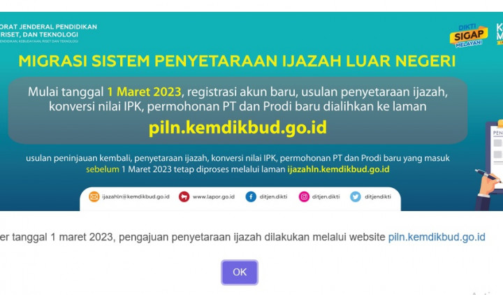 Perhatian! Penyetaraan Ijazah Luar Negeri Migrasi Sistem Mulai 1 Maret